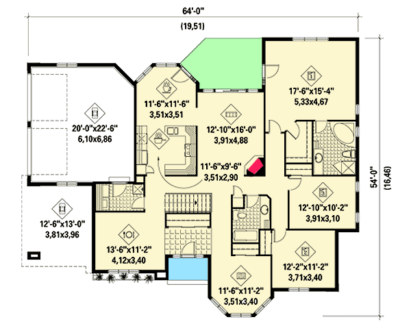 Plan 80010PM: Compact One Level Home Plan - Floor Plan - Main Level - Traditional
