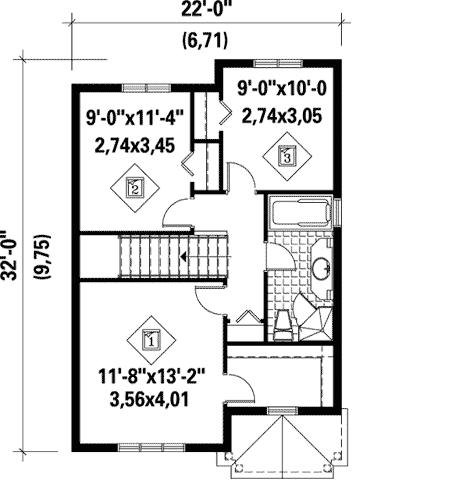 Plan 80042PM: Great for a Narrow Lot - Floor Plan - 2nd Floor - Traditional