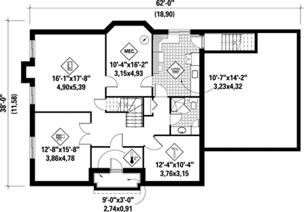 Plan 80406PM: Traditional House Plan with Finished Lower Level - Floor Plan - Main Level - Traditional