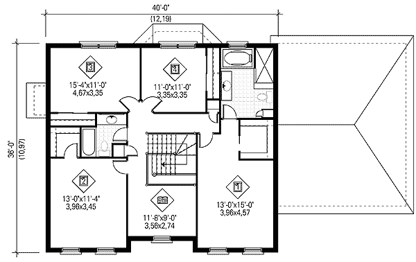 Plan 80406PM: Traditional House Plan with Finished Lower Level - Floor Plan - 2nd Floor - Traditional