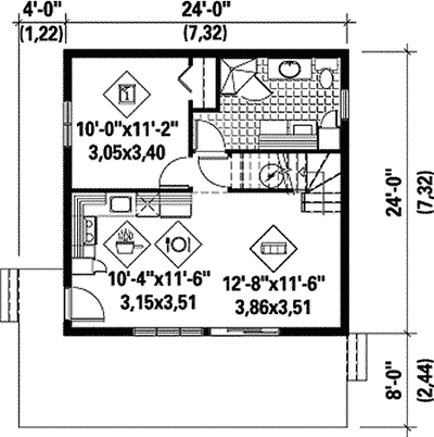 Plan 80645PM: Rustic Timber Siding Cottage with Vaulted Living Space - Floor Plan - Main Level - Cottage, Mountain, Vacation