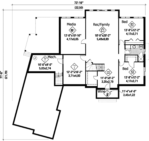Plan 80689PM: Great Lower Level Plus - Floor Plan - Basement - European, Traditional