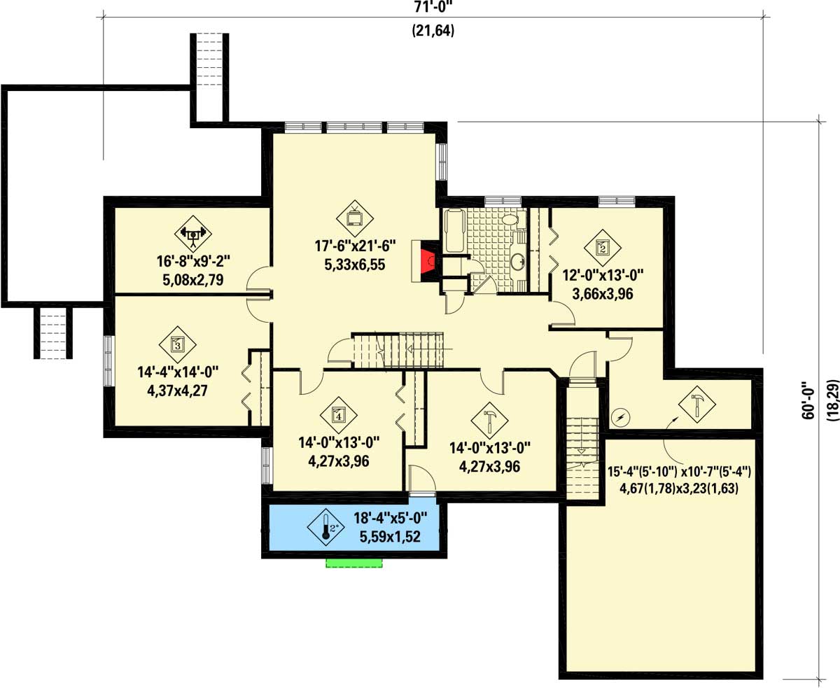 Plan 80834PM: Good-Looking Ranch Home with Finished Lower Level - Floor Plan - Basement - Ranch, Traditional