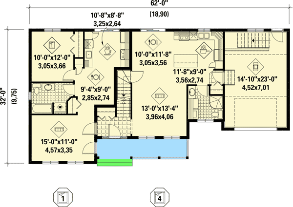 Plan 80857PM: Craftsman House Plan with In-Law Accommodations - Floor Plan - Main Level - Craftsman, Northwest