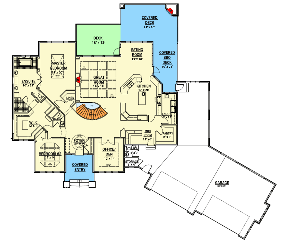 Plan 81606AB: 3000 Square Foot Craftsman Home Plan with Luxurious Master Suite - Floor Plan - Main Level - Craftsman, Northwest
