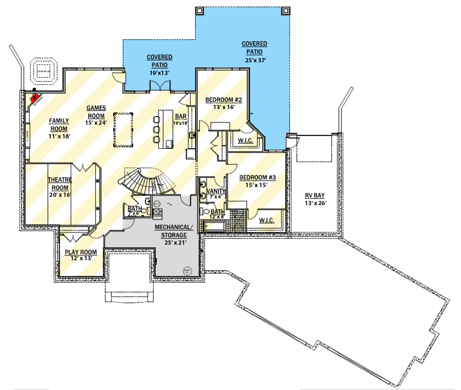 Plan 81606AB: 3000 Square Foot Craftsman Home Plan with Luxurious Master Suite - Floor Plan - Optionally Finished
Lower Level - Craftsman, Northwest