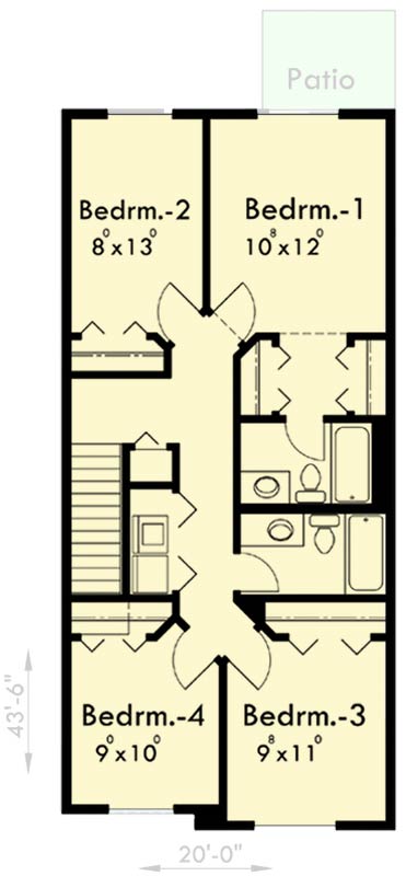 Plan 8167LB: 4-Bedroom Traditional House Plan for Infill or Narrow Lot - Floor Plan - 2nd Floor - Craftsman, Northwest, Traditional