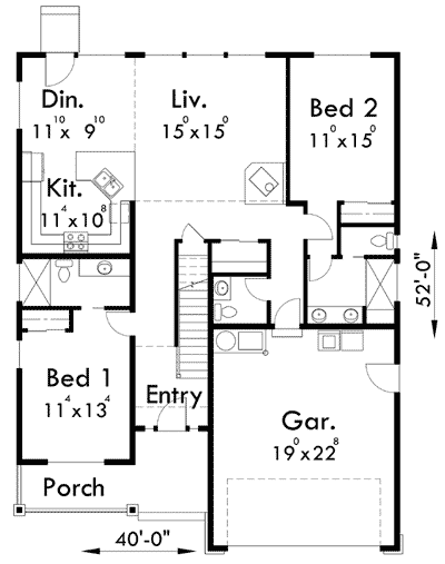 Plan 8180LB: Northwest Bungalow - Floor Plan - Main Level - Craftsman, Northwest