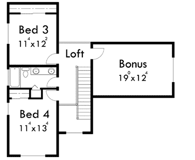 Plan 8180LB: Northwest Bungalow - Floor Plan - 2nd Floor - Craftsman, Northwest