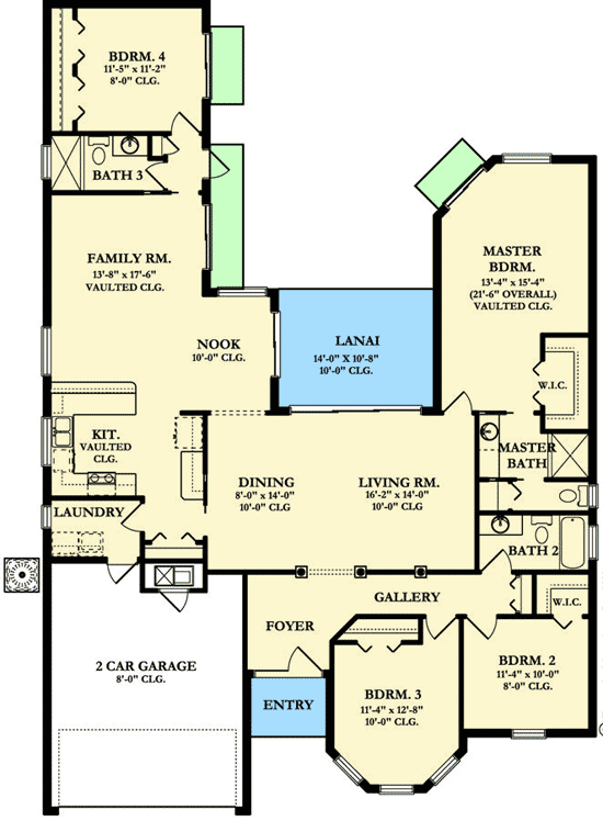 Plan 82031KA: Secluded Master Suite - Floor Plan - Main Level - Florida-Style, Southern