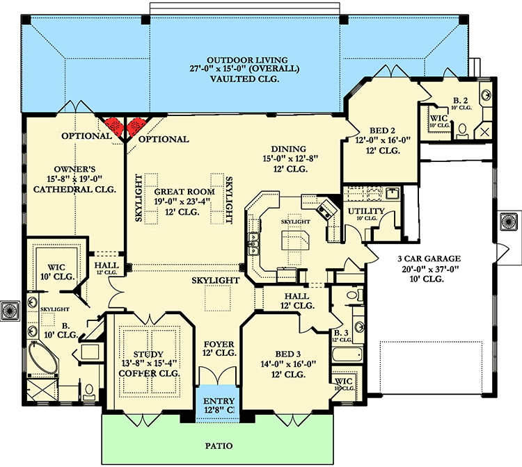 Plan 82065KA: Distinctive 3 Bed Home Plan - Floor Plan - Main Level - European, Southern