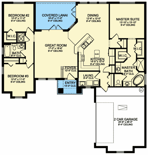 Plan 82102KA: One Level European Home Plan - Floor Plan - Main Level - European, Mediterranean
