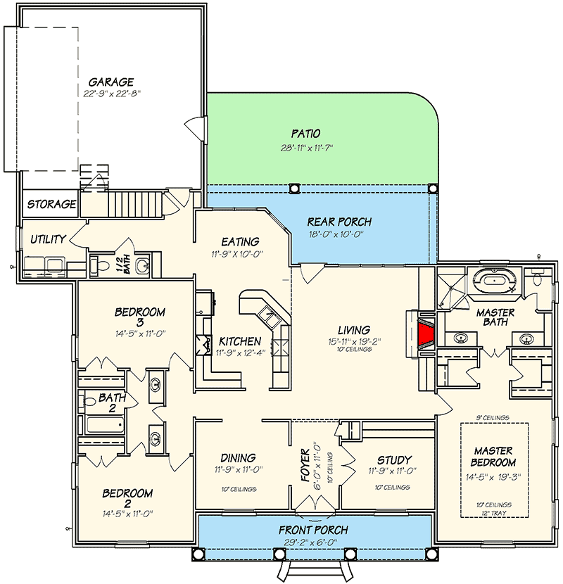 Plan 83805JW: Southern Style - Floor Plan - Main Level - Southern