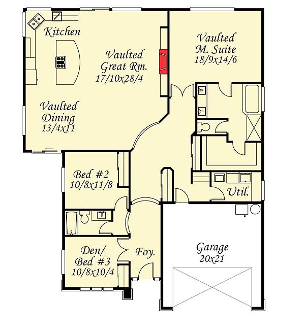 Plan 85035MS: 2 or 3 Bedroom Prairie Ranch Home Plan - Floor Plan - Main Level - Northwest, Prairie, Ranch
