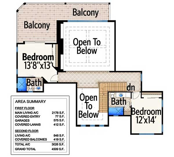 Plan 86003BW: Remarkable Mediterranean House Plan - Floor Plan - 2nd Floor - European, Florida-Style, Mediterranean, Tuscan