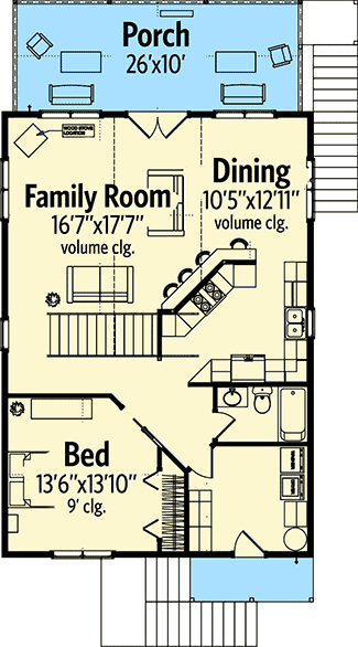 Plan 86225HH: Vacation Escape - Floor Plan - Main Level - Cottage, Country, Vacation