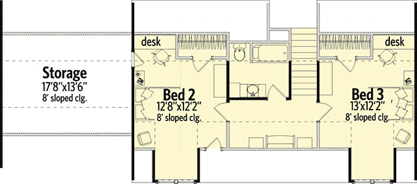 Plan 86238HH: Country Cutie - Floor Plan - 2nd Floor - Country, Southern