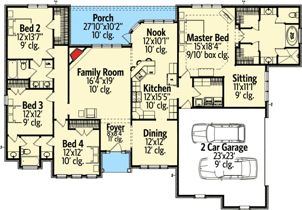 Plan 86267HH: One Level Traditional House Plan - Floor Plan - Main Level - European, Southern, Traditional