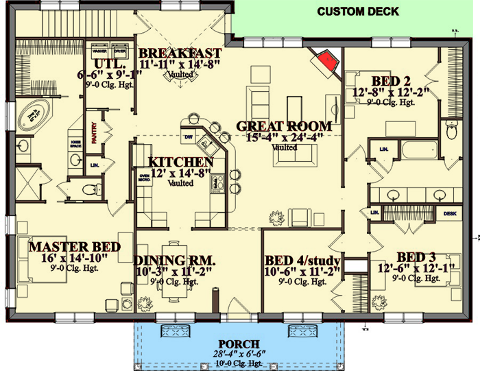 Plan 86284HH: Stately Southern House Plan - Floor Plan - Main Level - Southern, Traditional