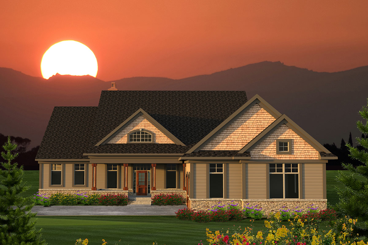 Utility Screening Ranch Style Craftsman Ranch with Screened Porch - 89947AH | Architectural Designs ...