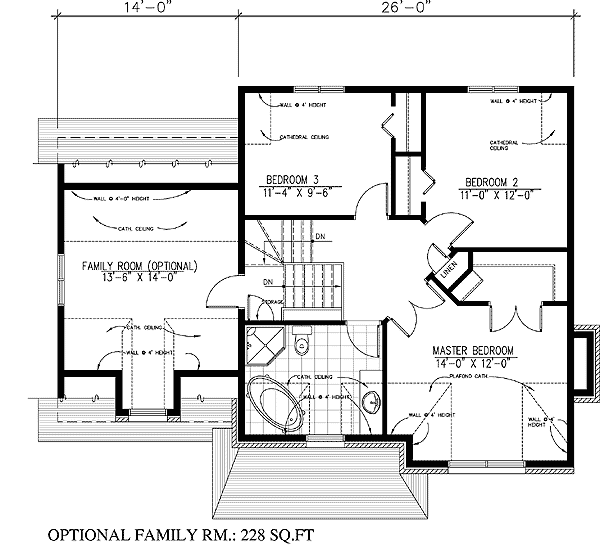 Plan 90029PD: Traditional Two-story House Plan with Optional Second-Level Family Room - Floor Plan - 2nd Floor - Traditional
