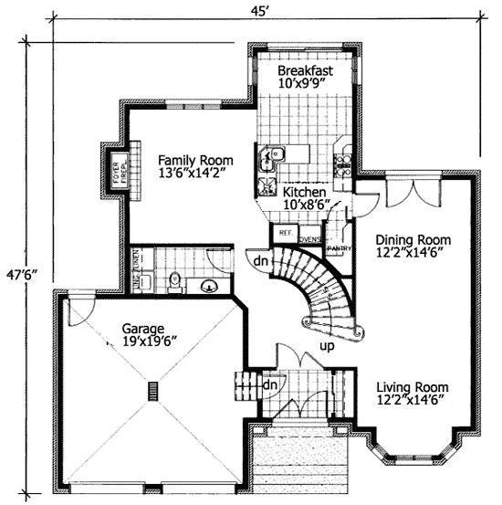 Plan 90195PD: Graceful Sweeping Stair - Floor Plan - Main Level - European