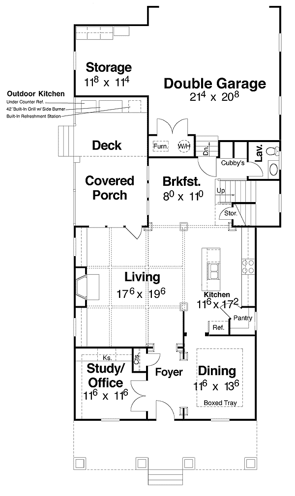 Plan 92046VS: Prairie Style Charm - Floor Plan - Main Level - Craftsman