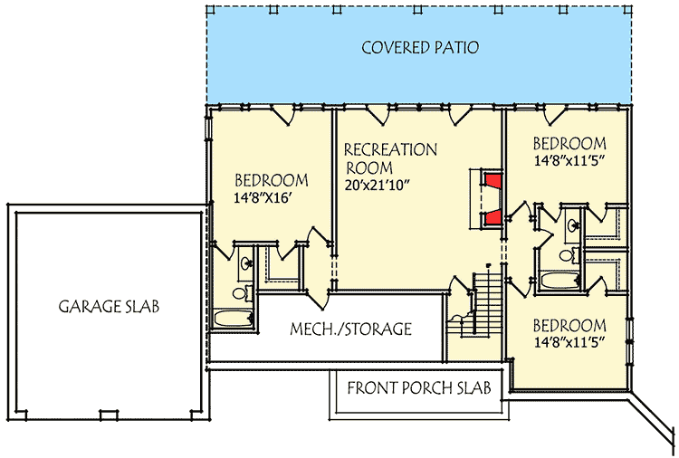 Plan 92341MX: Country Craftsman House Plan with Finished Lower Level - 3404 Sq Ft - Floor Plan - Lower Level - Country, Craftsman, Mountain, Rustic