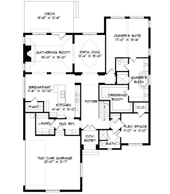 Plan 93025EL: English Cottage Styling With Optional Exterior - Floor Plan - Main Level - European, French Country