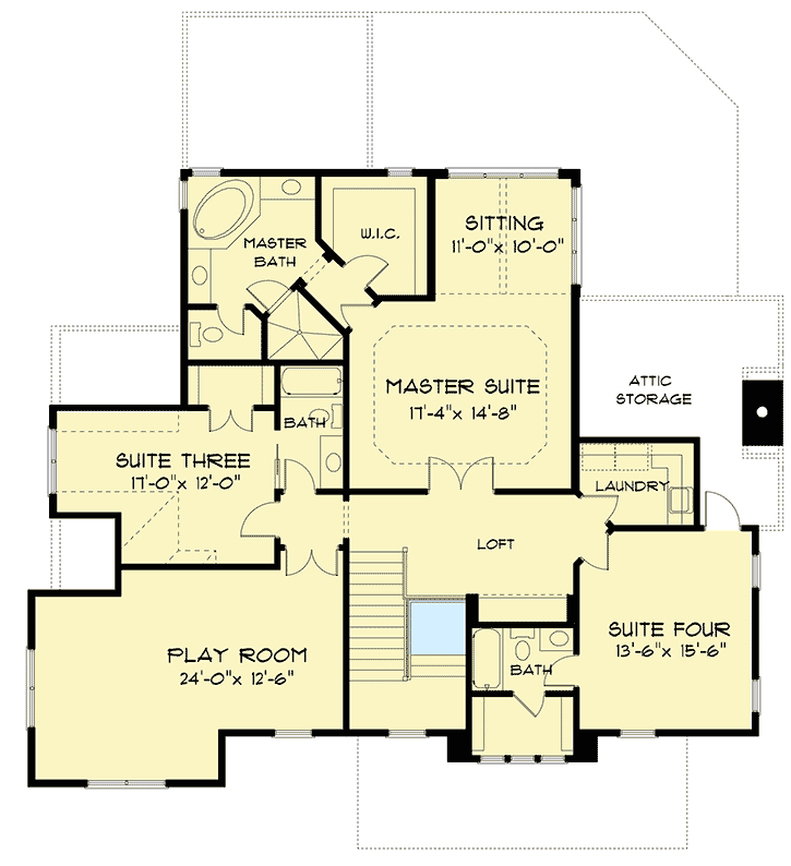 Plan 9327EL: 4 Bed Craftsman Style Home Plan - Floor Plan - 2nd Floor - Craftsman, European