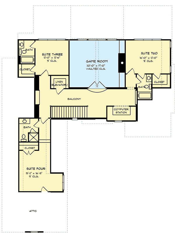 Plan 9343EL: European Manor with Open Floor Plan - Floor Plan - 2nd Floor - European