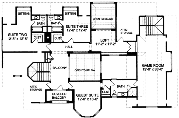 Plan 9392EL: Shingle Style Beauty with English Garden - Floor Plan - 2nd Floor - Shingle, Traditional