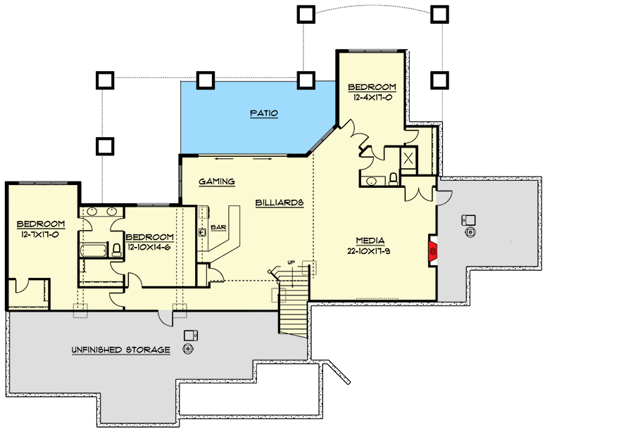 Plan 9526RW: 5723 Square Foot Mountain Craftsman with Lower Level Entertainment Zone - Floor Plan - Lower Level - Craftsman, Mountain, Rustic