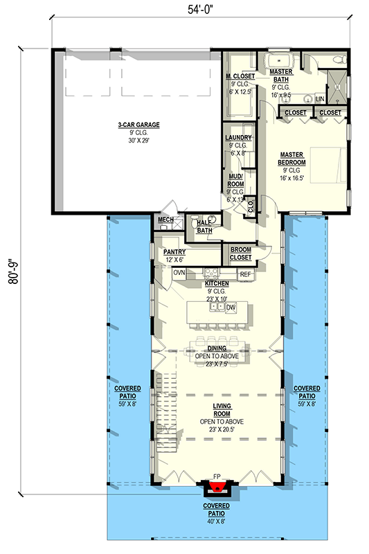 Plan 405133FDC: Modern Barndominium House Plan with 4 Bedrooms and Wrap Around Porch  - Floor Plan - Image #6 - Barndominium, Modern Farmhouse