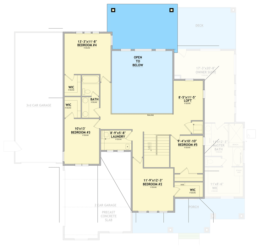 Plan 849074PGE: Modern Farmhouse House Plan with 5 Bedrooms, 3-Car Garage, and Walkout Basement - Floor Plan - 2nd Floor - Farmhouse, Modern Farmhouse, New American, Traditional