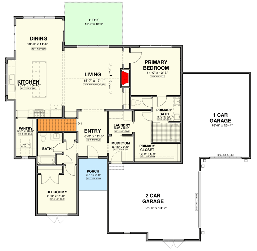 Plan 600021PDZ: Transitional European House Plan with Flexible Bedrooms and 3-Car Garage - Floor Plan - Main Level - Basement Stairs Location - European, French Country, Transitional