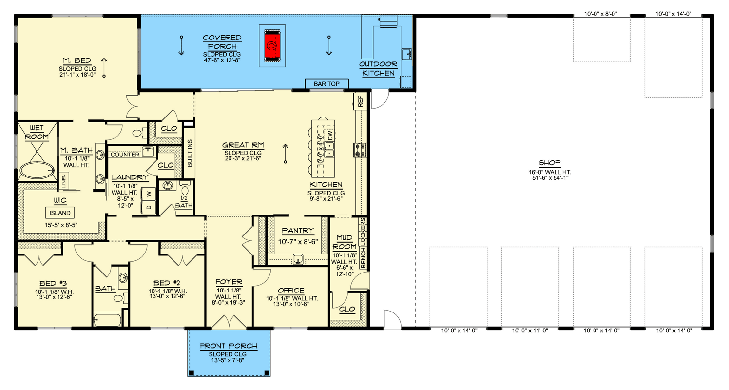 Plan 135421GRA: Contemporary Barndominium House Plan with 3 Beds and Expansive Garage - Floor Plan - Image #23 - Barndominium, Contemporary, Country, Modern
