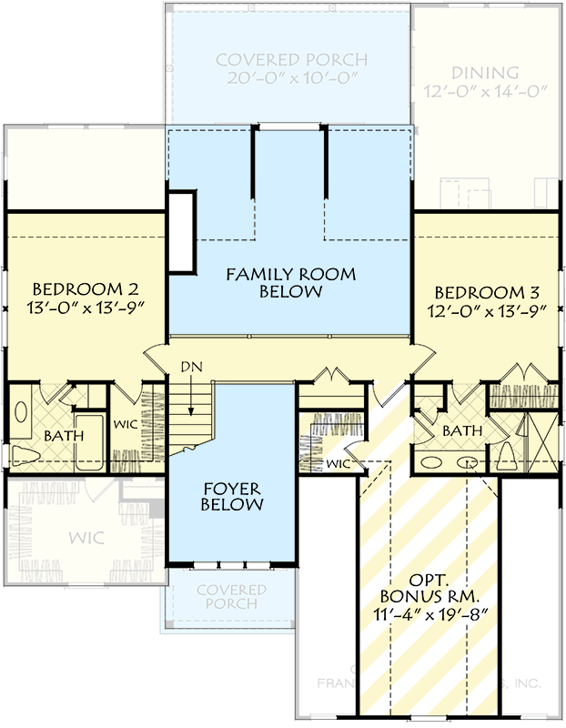 Plan 710449BTZ: Traditional Cottage House Plan with 3 Beds, Bonus Room, and Vaulted Family Room - Floor Plan - 2nd Floor - Cottage, Craftsman, European, Traditional
