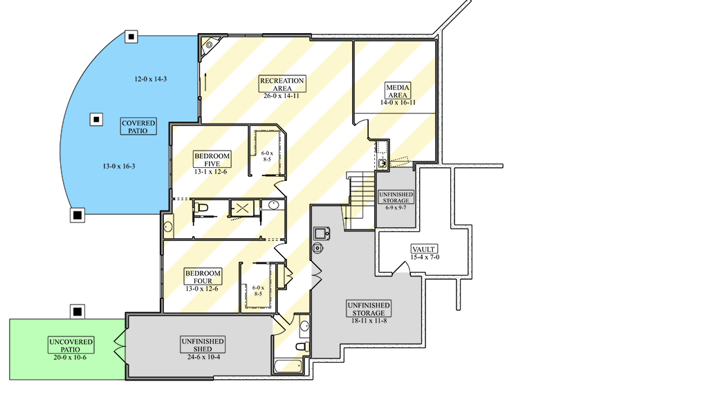 Plan 95382RW: Mountain Style House Plan with Three Bedrooms and Angled Garage - Floor Plan - Optionally Finished Basement - Craftsman, Mountain, New American