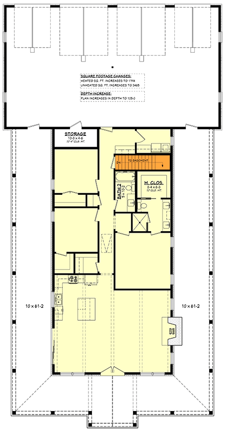 Plan 52059HZ: Charming Barndominium House Plan Featuring Three Bedrooms and Wraparound Porch - Floor Plan - Basement Stairs Location - Barndominium, Country, Farmhouse, Southern