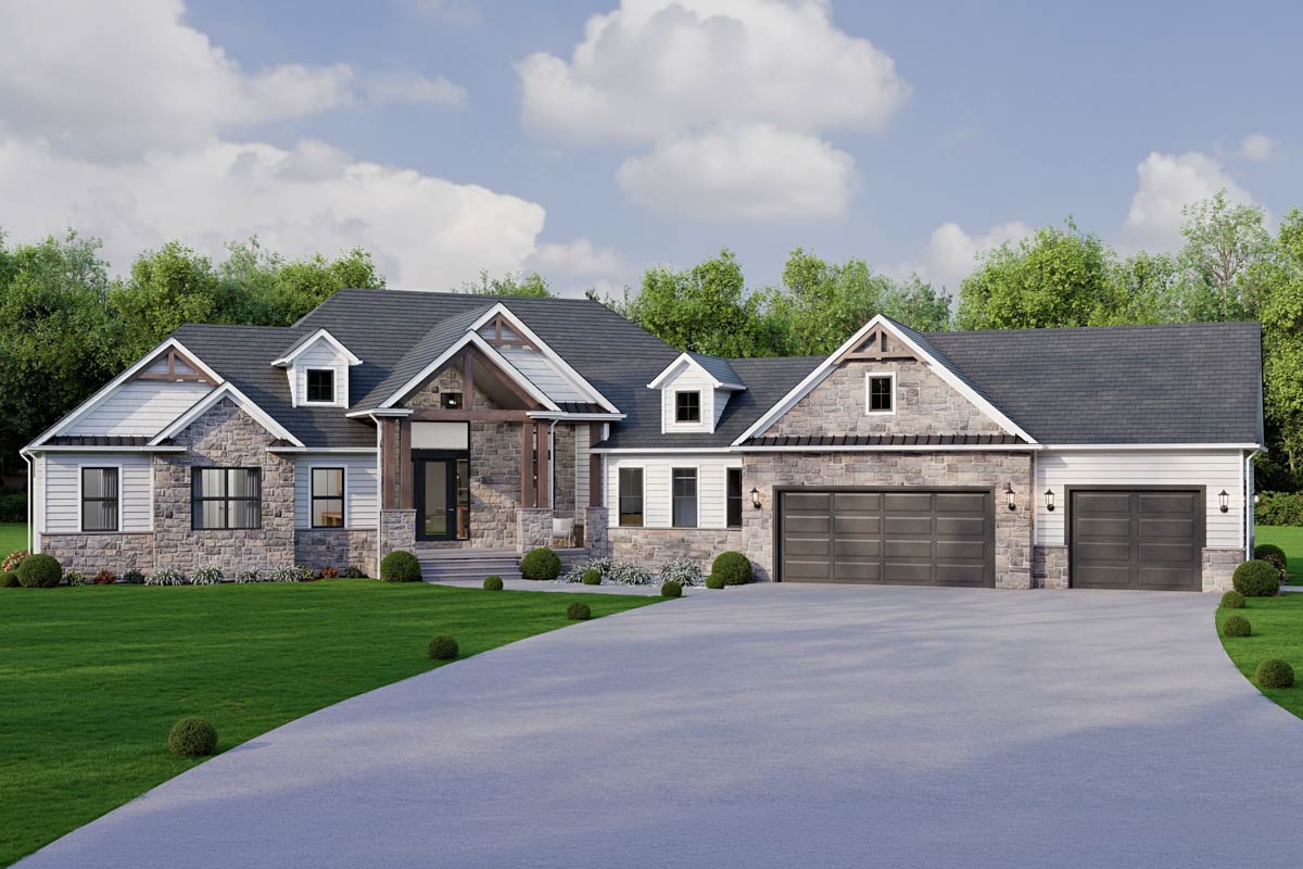 Plan 911069JVD: Modern Farmhouse House Plan with Split Bedrooms and 3 ...